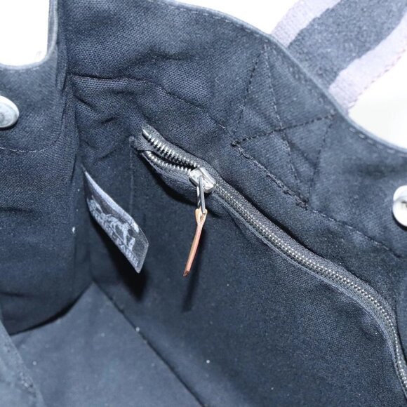HERMES Fourre Tout PM Hand Bag Canvas Black Silver Auth ti2320 - Picture 12 of 16